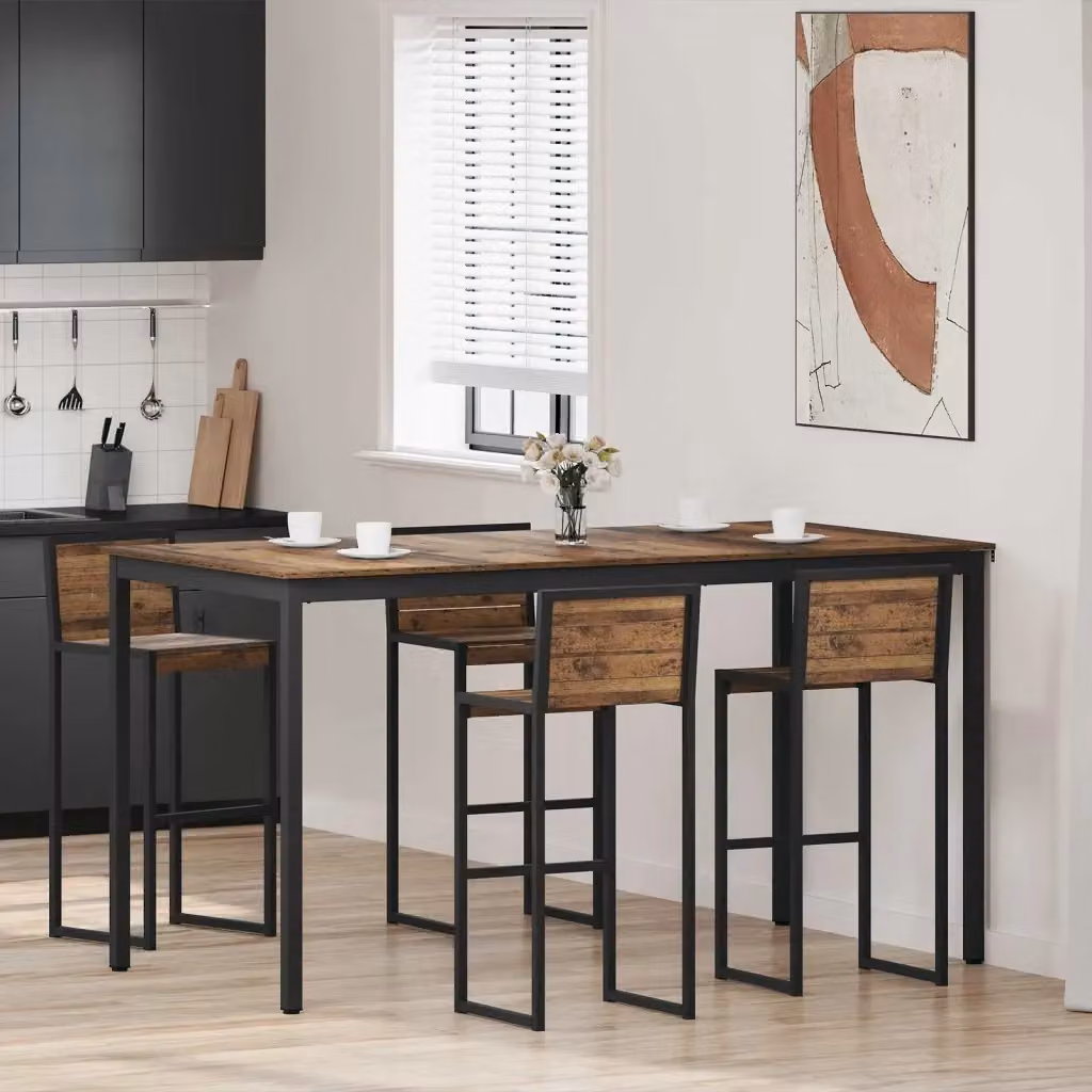 Tavolo Bar Moderno Rettangolare in Legno e Metallo Marrone – 2