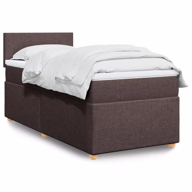 vidaXL Giroletto a Molle con Materasso Ibrido in Tessuto Marrone e Bianco L/P/H: 200 x 100 x 76,5 cm