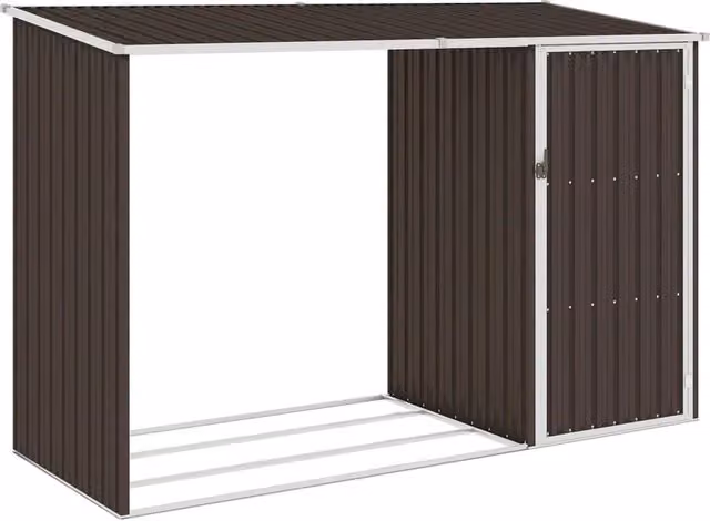 Legnaia da giardino in acciaio zincato marrone con ventilazione laterale L/P/H: 245 x 98 x 159 cm