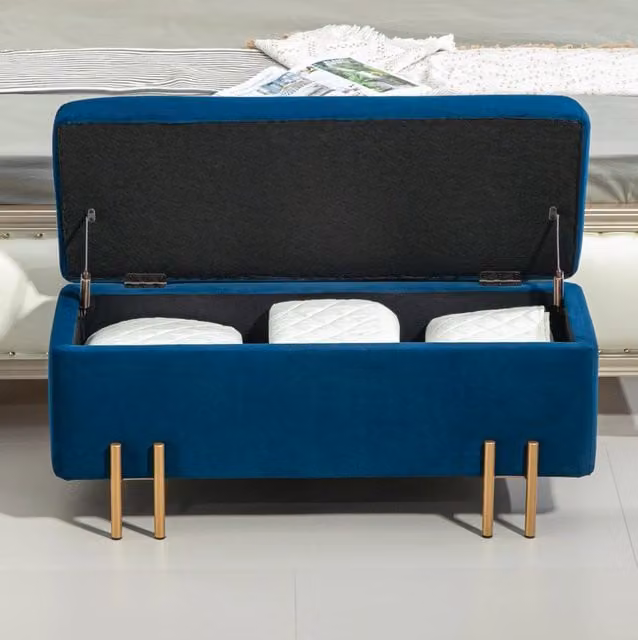 Panca contenitore 100x40x42 cm blu - contenitore integrato, senza materasso
