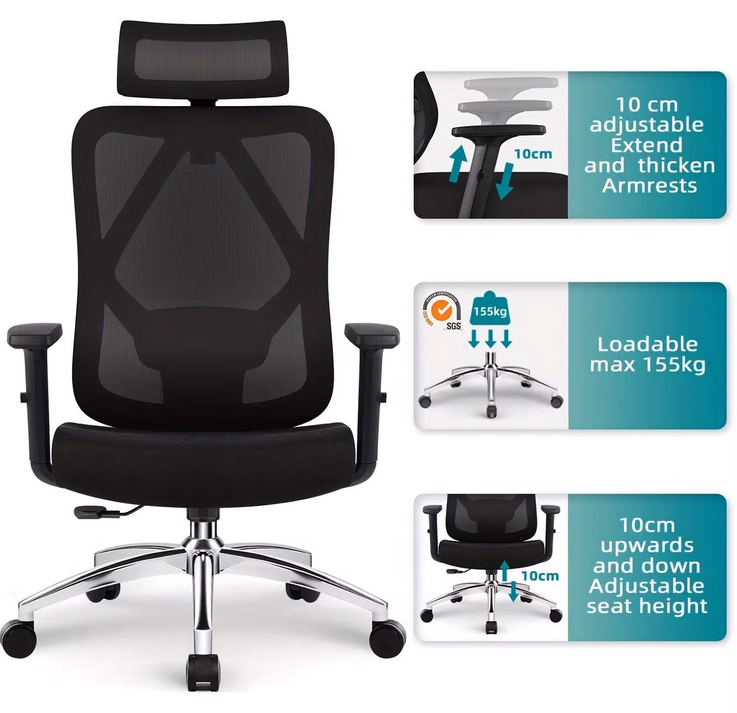 Sedia da ufficio - Sedia da gaming - Sedia girevole - Sedie da ufficio per adulti - Design ergonomico