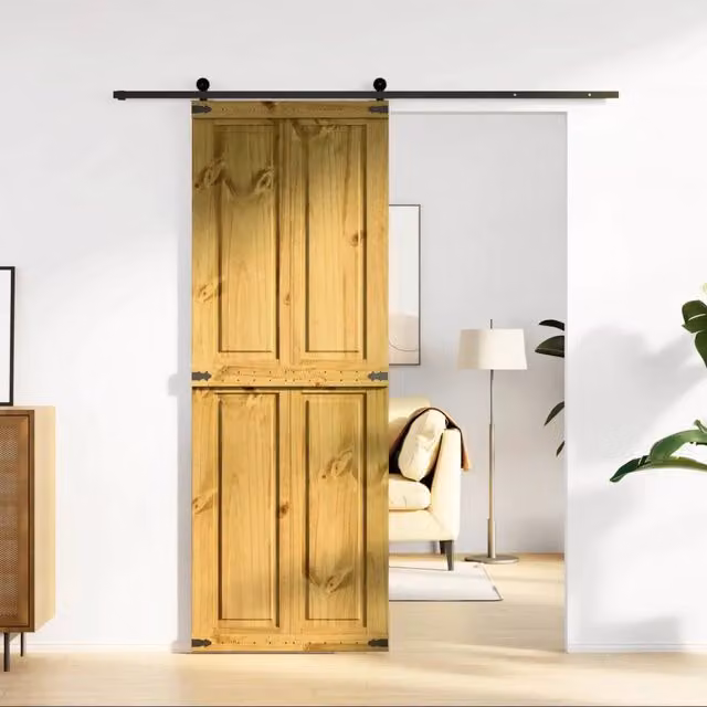 Porta del fienile CORONA 70 x 210 cm Legno Massello di Pino 42021179