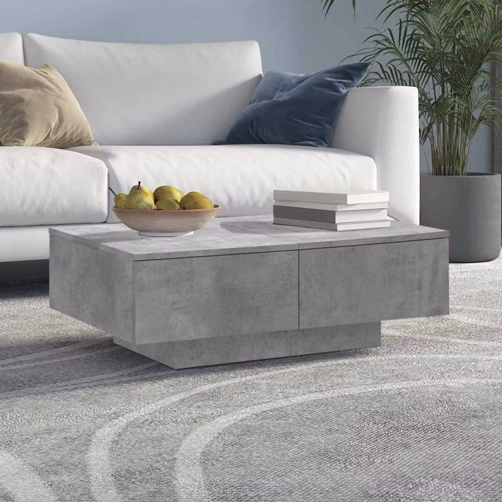 vidaXL Tavolino da Salotto Rettangolare Moderno in Legno Grigio L: 90 cm, P: 60 cm, H: 31 cm