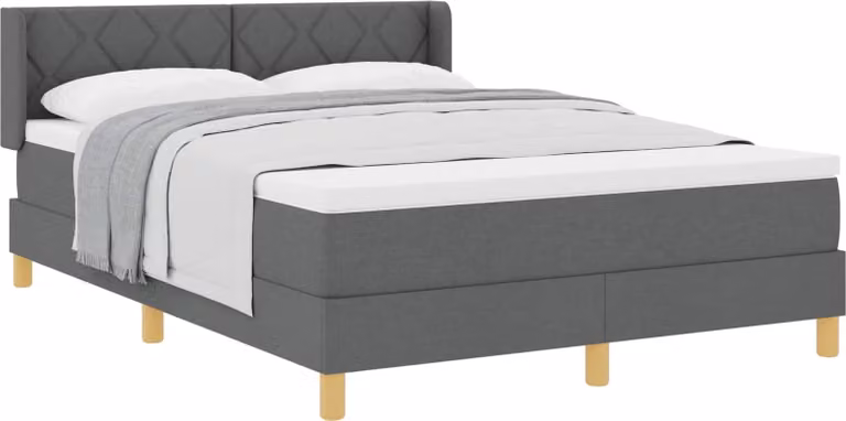 Letto a molle con materasso grigio scuro 140 x 190 cm in tessuto