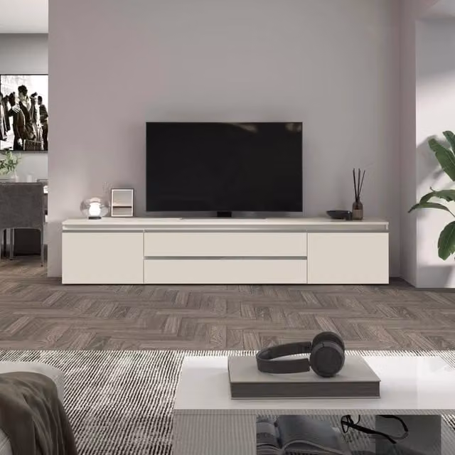 WHOUS Mobile porta tv Magic 2 ante e 2 cassetti centrali cashmere 240x40x55 cm