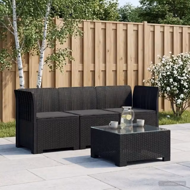 Divano da esterno-Divano da Giardino 3 posti con cuscini in look rattan PP 536791