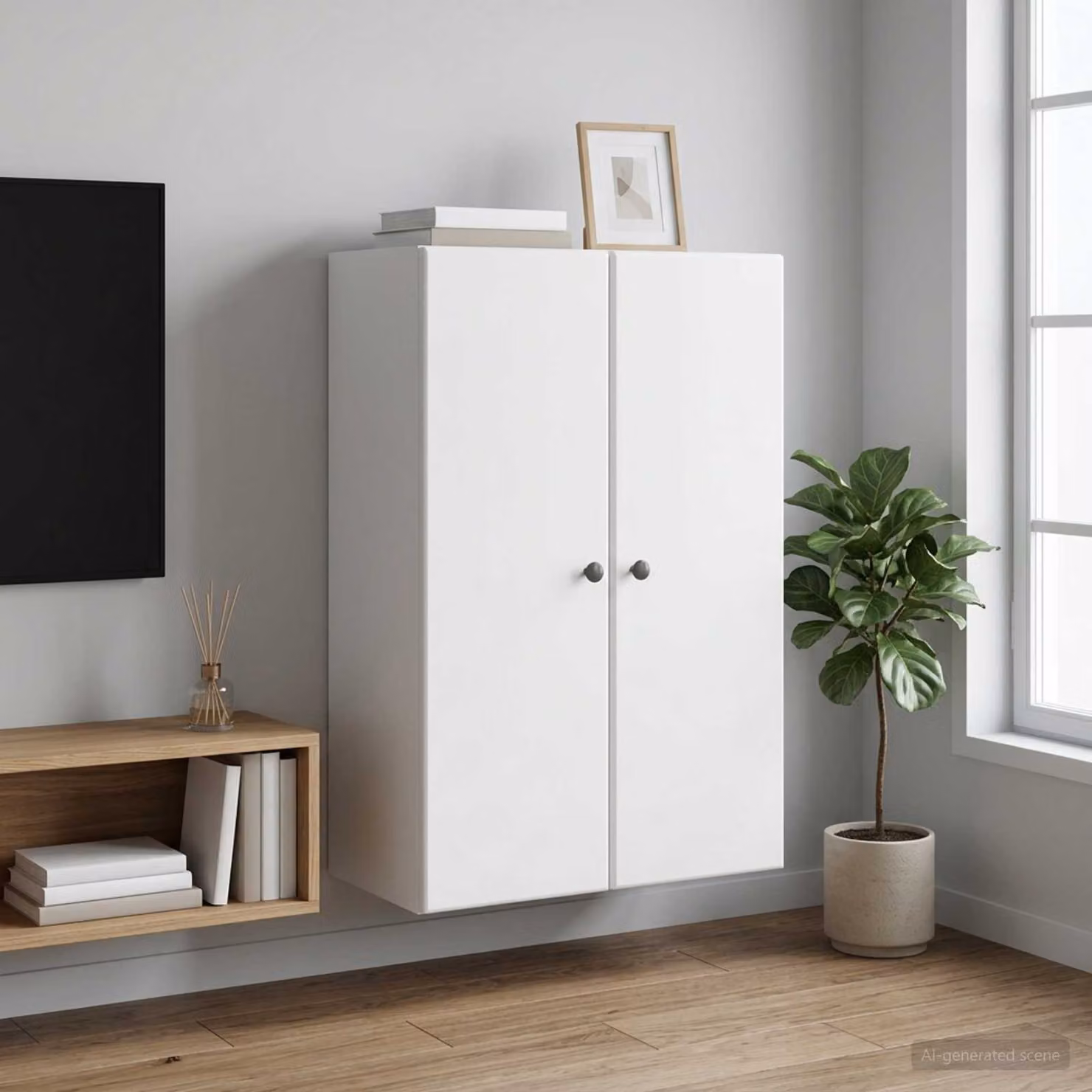 vidaXL Mobiletto a muro Bianco con ante a battente in legno ingegnerizzato L: 66 cm, P: 34,5 cm, H: 90 cm