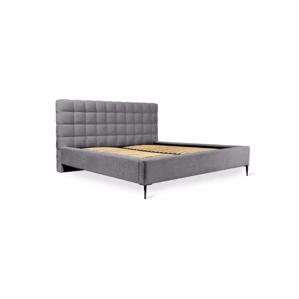 Letto MILLIO Meublorama in tessuto bouclé antracite e nero L/P/H: 180 x 200 x 112 cm – 2