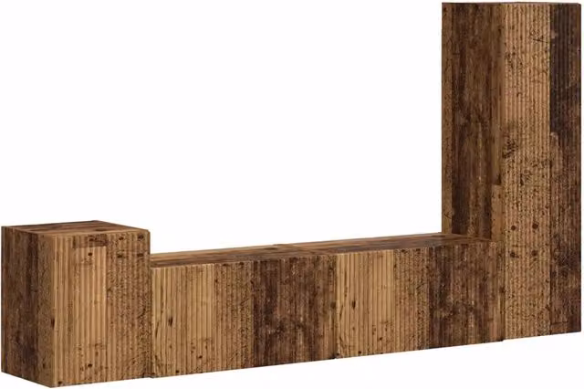 Set mobile TV 4 pz | Armadietto TV | Mobile Porta TV Legno vecchio Legno multistrato