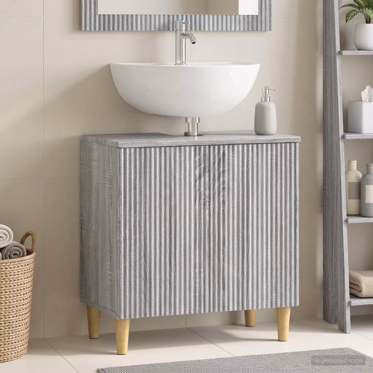 Armadio per lavabo da bagno vidaXL ARNHEM moderno grigio con ante a battente in MDF