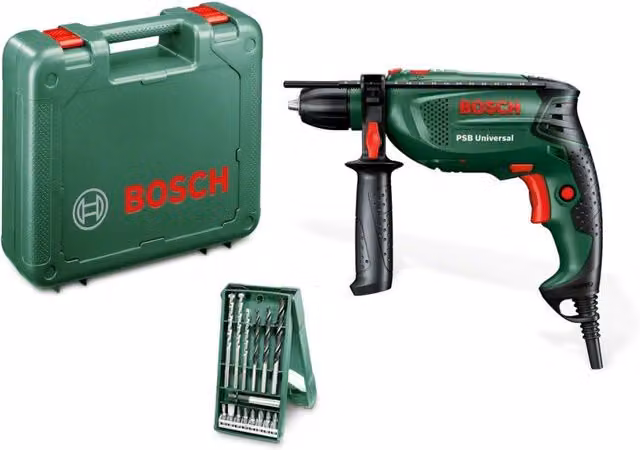 Bosch PSB Universal Trapano Avvitatore Percussore con Valigetta 650 W Verde