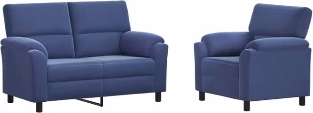 Set di 2 divani moderni vidaXL in velluto blu con struttura in metallo per il tuo soggiorno