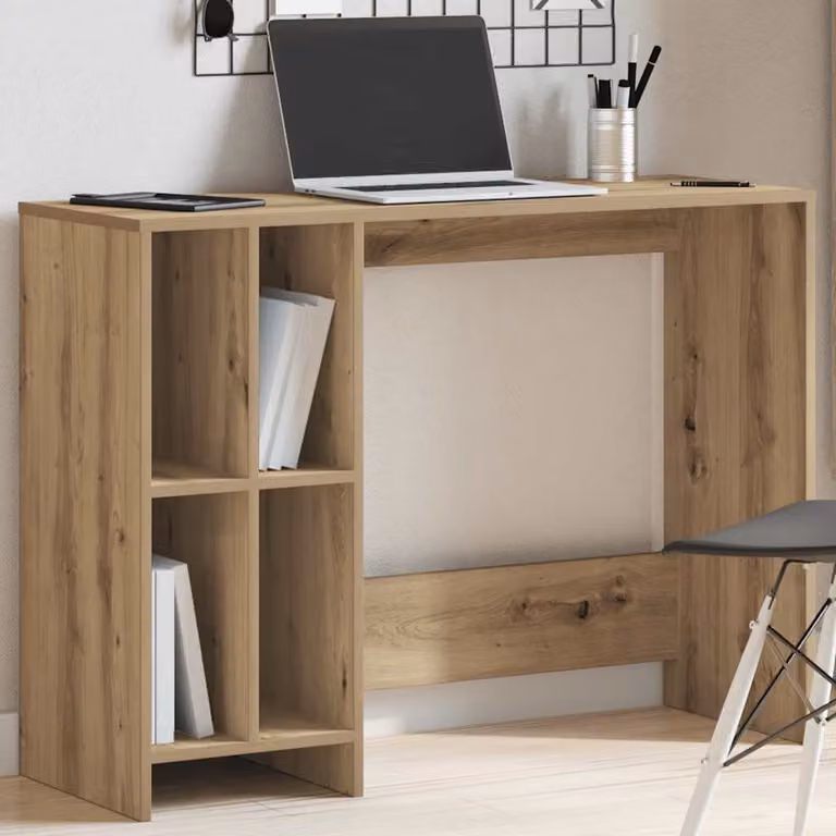 Scrivania moderna vidaXL in legno e MDF color rovere, L: 102,5 cm, P: 35 cm, H: 75 cm
