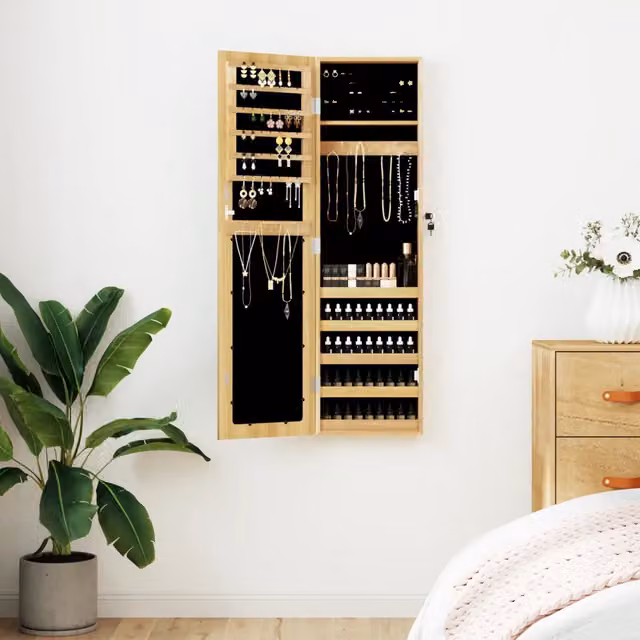 Armadio Portagioie con Specchio Design Mania, Marrone, L: 30 cm, P: 8,5 cm, H: 106 cm