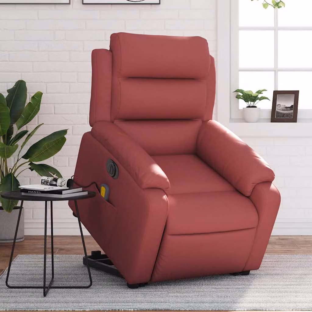 Poltrona Alzapersona Reclinabile vidaXL in Similpelle Rossa con Assistenza Elettrica e Braccioli – 1