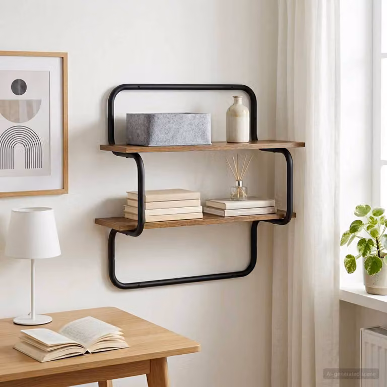 vidaXL Mensola a muro a 2 livelli in stile industriale, Rovere Fumo, L 80 x P 24,5 x H 61 cm