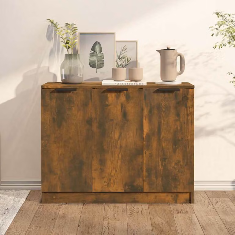 Credenza moderna vidaXL in legno multistrato color rovere fumo L: 90,5 cm, P: 30 cm, H: 70 cm