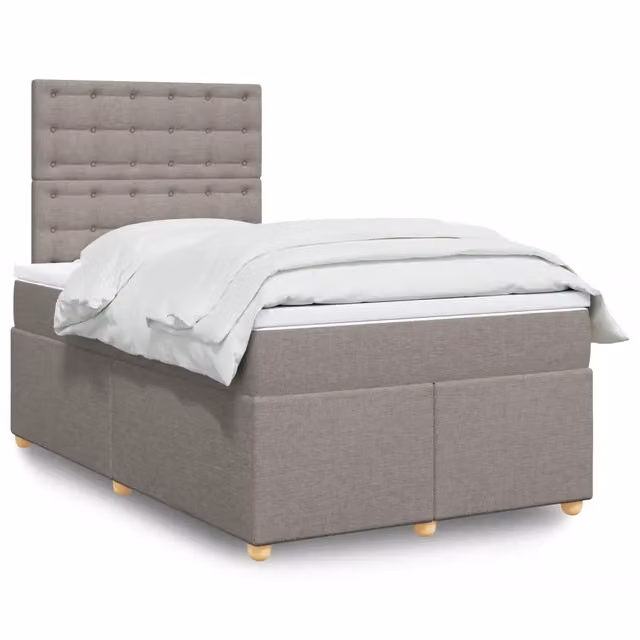 Letto Ibrido vidaXL con Giroletto a Molle e Materasso in Tessuto, Colore Tortora, L/P/H: 120 x 200 x 150,5 cm