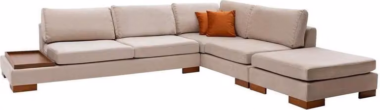 Beiges Stoffsofa Designer L-Form Couch Wohnzimmer Polster Stilvolle Couch