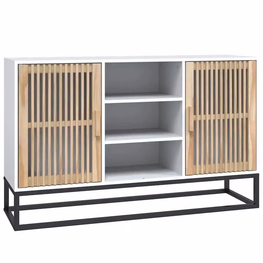 Credenza bianca in legno e metallo stile classico vidaXL L 105 x P 30 x H 65 cm – 2