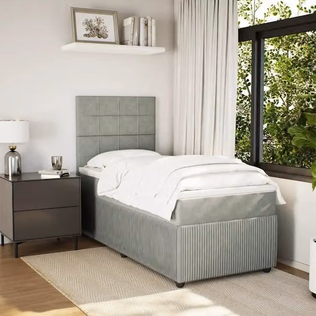Letto Ibrido con Materasso vidaXL in Velluto Grigio e Bianco L/P/H: 90 x 190 cm