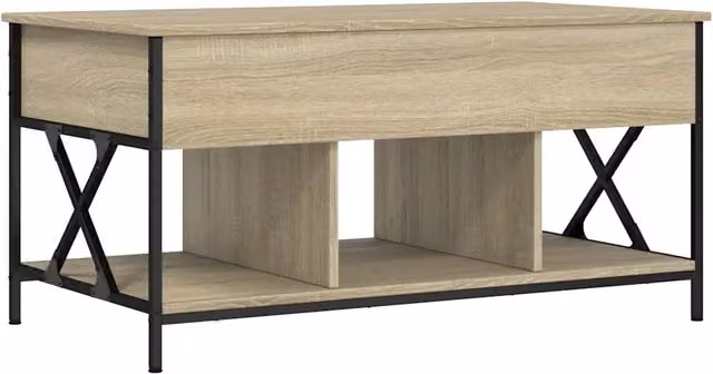 Tavolino salotto | Tavolino da caff¨¨ | Tavolino da Soggiorno Rovere Sonoma 100x55x50 cm Multistrato Metallo