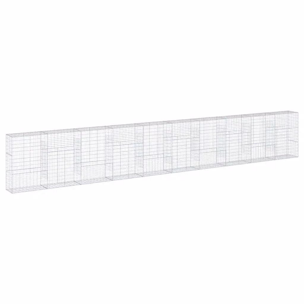 vidaXL Cesto Gabbione con Copertura in Ferro Zincato Grigio L: 1000 cm, P: 50 cm, H: 150 cm – 2