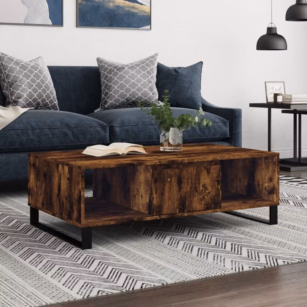 The Living Store tavolino in rovere fumé 104x60x35 cm materiale a base di legno
