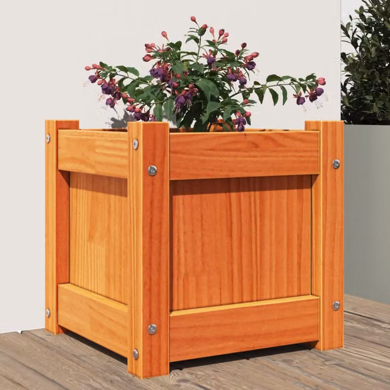 Fioriera da giardino vidaXL in legno di pino massello marrone L/P/H: 31 x 31 x 31 cm