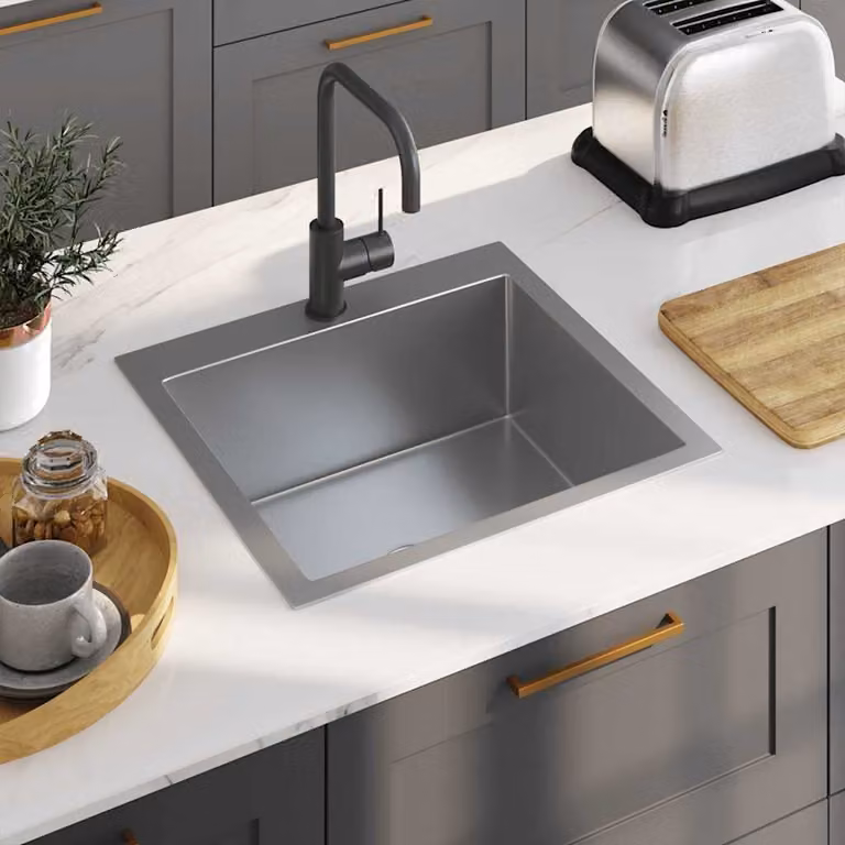 Lavello da cucina lavorato a mano vidaXL in acciaio inox color argento L/P/H: 55 x 44 x 20 cm
