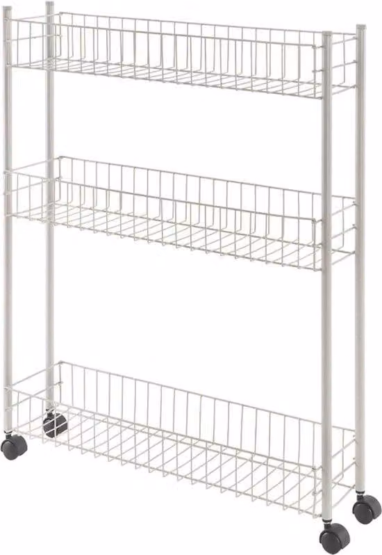 Carrello multiuso a 3 ripiani in metallo, bianco, 16x60x72 cm, robusto e pratico