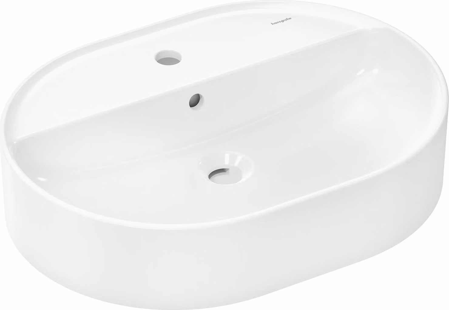 hansgrohe Xuniva U lavabo à poser, avec trop-plein, 1 trou pour robinet, 600x450mm, blanc, 60171450, 60171450