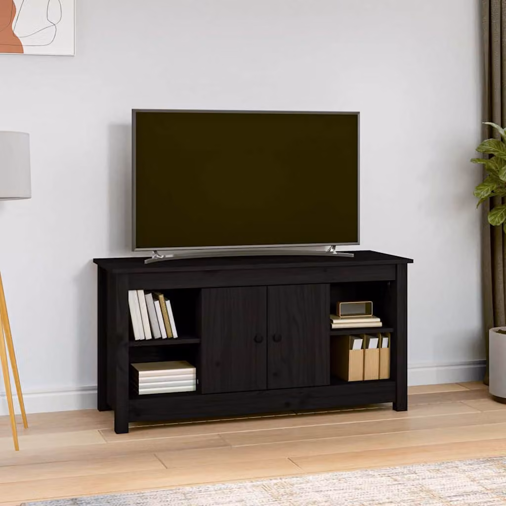 vidaXL Mobile Porta TV Moderno in Legno di Pino Nero L: 103 cm, P: 36,5 cm, H: 52 cm