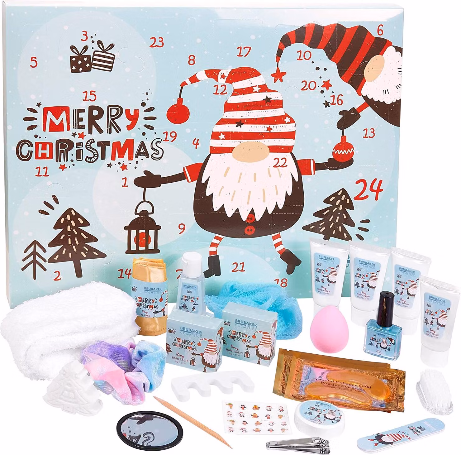 Calendario dell'Avvento di bellezza BRUBAKER Cosmetics, 24x prodotti per la cura del corpo e accessori per la spa - il calendario di Natale XXL per il benessere delle donne