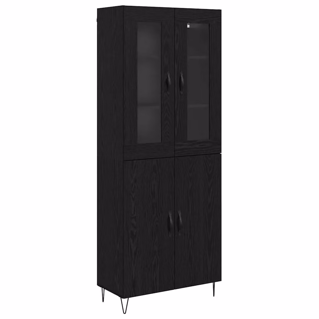 Credenza moderna vidaXL in rovere con ante in vetro, colori bianco e nero, L/P/H: 69,5 x 34 x 180 cm – 2