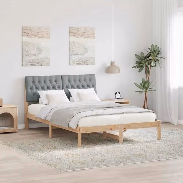 Letto con Testiera Rivestita con testiera Marrone 160 x 200 cm 3394388