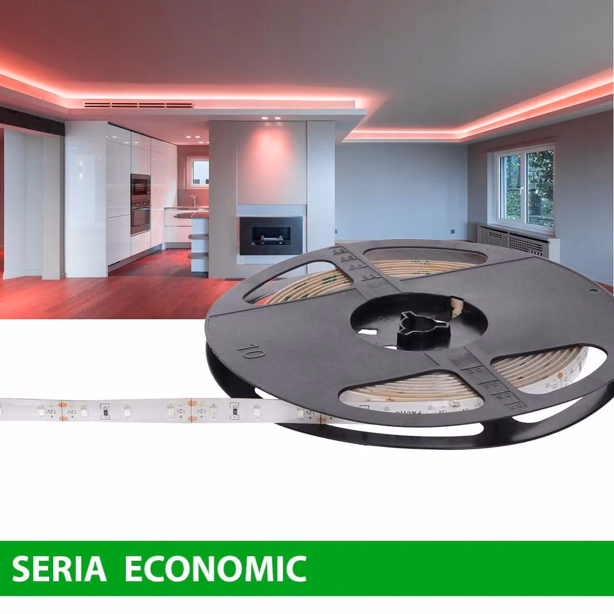 Striscia LED ermetica Prescot, colore rosso, 12V, 5 metri, grado di protezione IP63