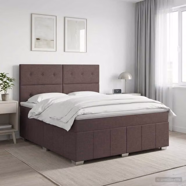 Letto box spring con materasso ibrido vidaXL in tessuto marrone e bianco L/P: 140 x 200 cm