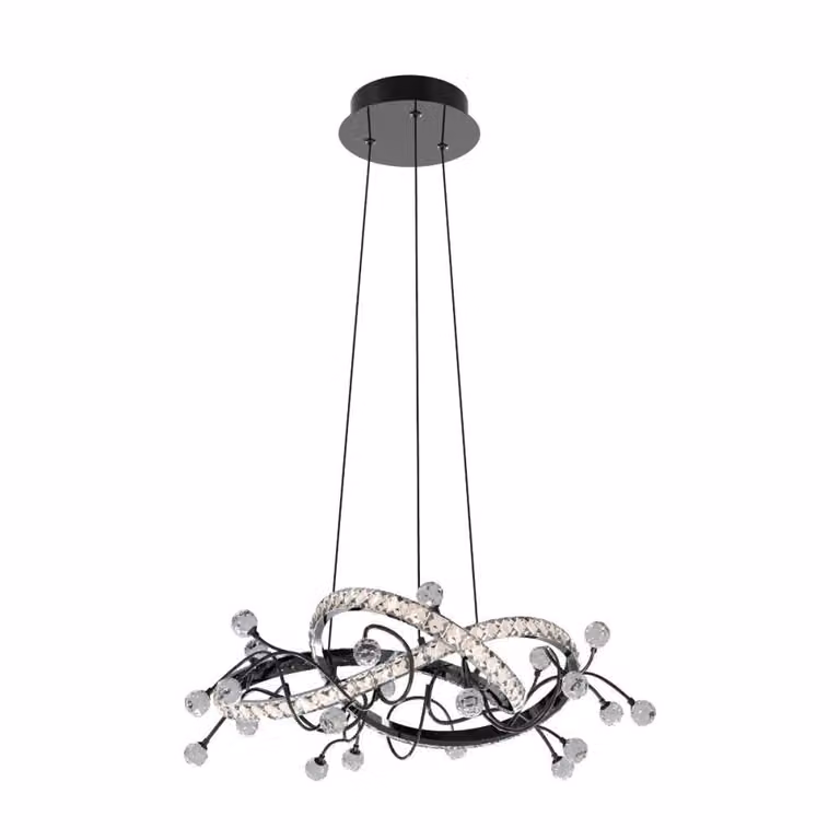 Lampada a sospensione LED MAIA nera-cristallo-cromata 26W Tonalità di bianco 3000 lm metallo dim.: 150x58x58 cm IP20 Zuma Line