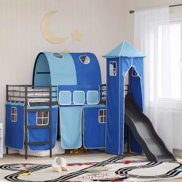 Letto a castello per bambini Nero e Blu 90 x 190 cm Metallo 42020880
