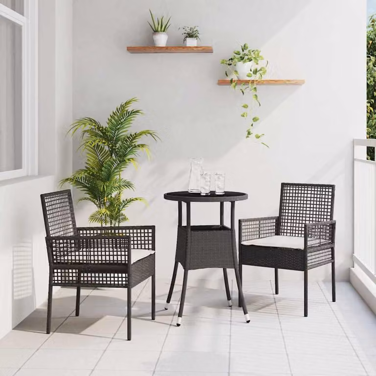 Maison Exclusive - Set da Pranzo per Giardino 3 pcs Nero polyrattan