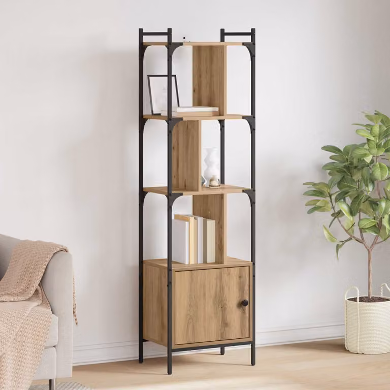 Libreria moderna vidaXL a 6 livelli in legno e metallo, colore marrone, L 44,5 cm x P 30 cm x H 154,5 cm