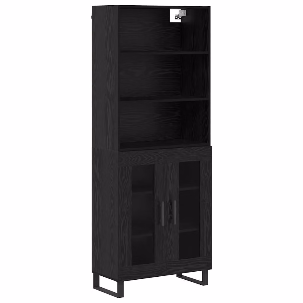 Set di 2 credenze moderne vidaXL in nero con finitura lucida L: 69,5 cm, P: 34 cm, H: 180 cm – 2