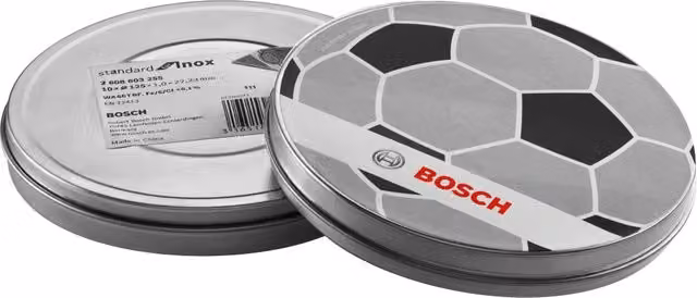 Bosch Set di 10 Dischi Abrasivi per Inox Argento Ø 115 mm x Spessore 1 mm x Foro 22,2 mm
