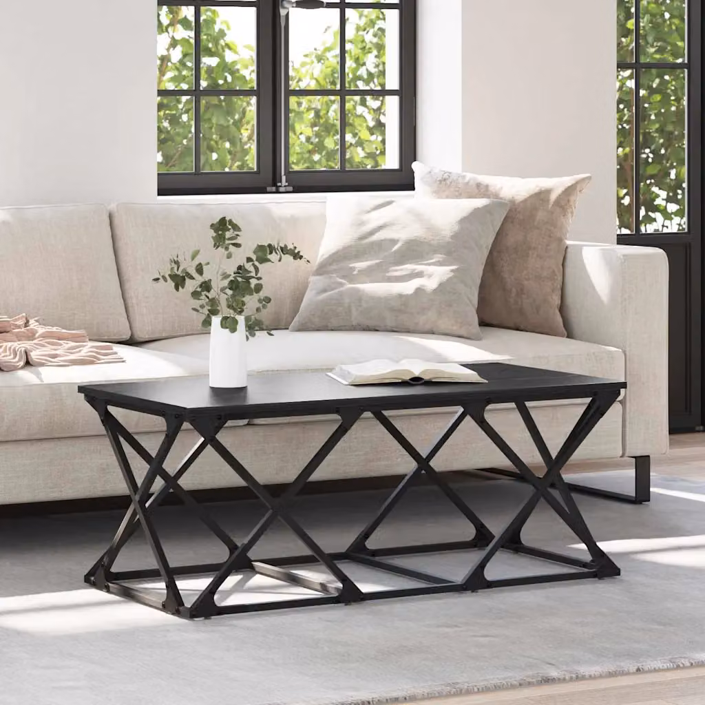 vidaXL Tavolino da salotto moderno nero L: 100 cm, P: 49 cm, H: 40 cm
