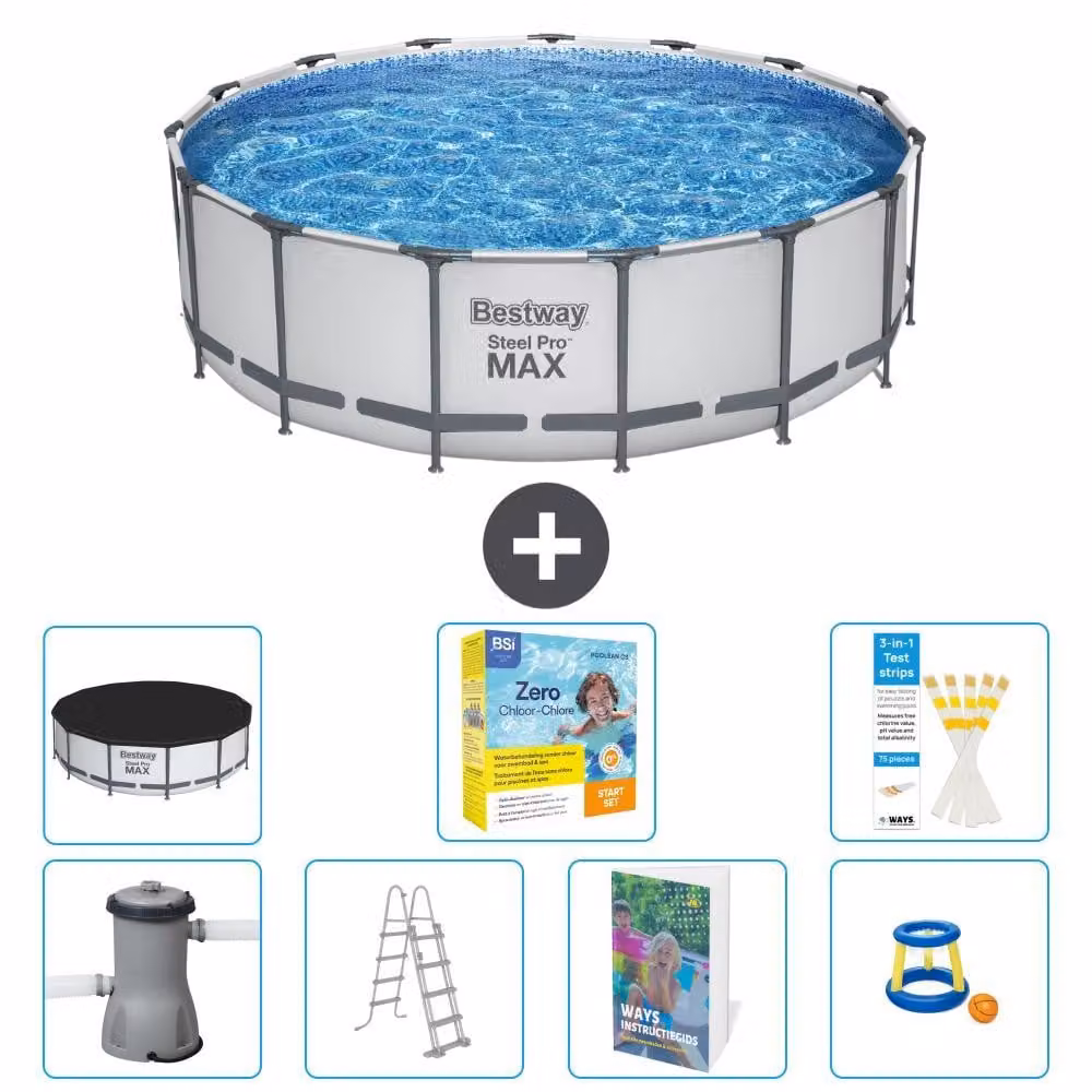 Piscina gonfiabile Bestway Steel Pro MAX, rotonda, 488x122 cm, composta da 6 parti, modello S529