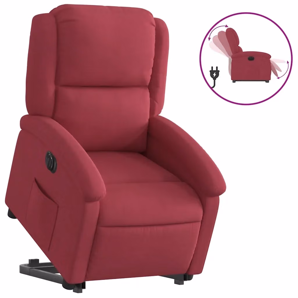 Poltrona Alzapersona Reclinabile Elettrica vidaXL in Velluto Rosso – 2