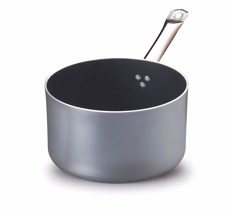 Casseruola alta in alluminio antiaderente con manico in acciaio inox, spessore 5 mm, diam. 32cm