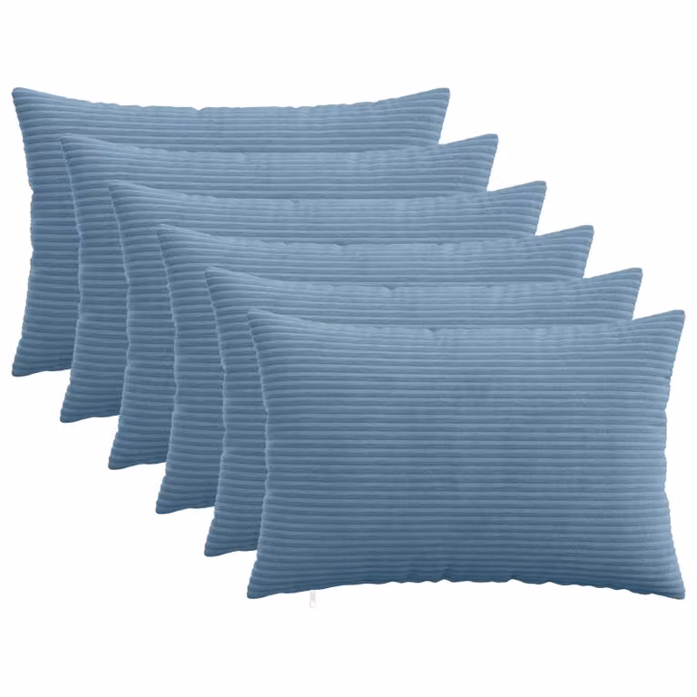 Set di 6 federe vidaXL HEERLEN in velluto a coste blu, L 50 cm x P 80 cm