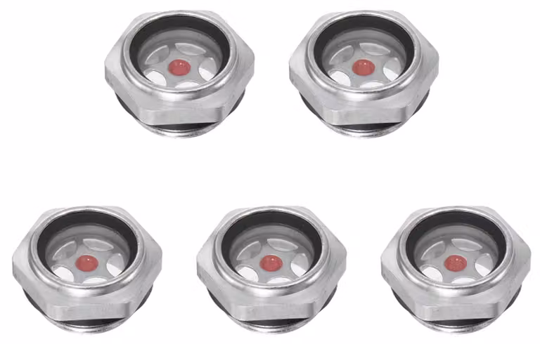 Indicatore del livello dell'olio per compressore d'aria - Filetto M26 x 1,5 mm - Indicatore di livello - Set di 5 - Accessorio per utensili